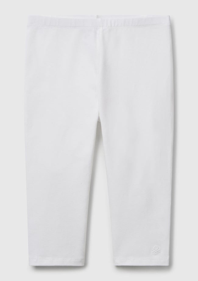  Kız Çocuk Beyaz Ton Sür Ton Logo İşlemeli Diz Üstü Bisikletçi Taytı