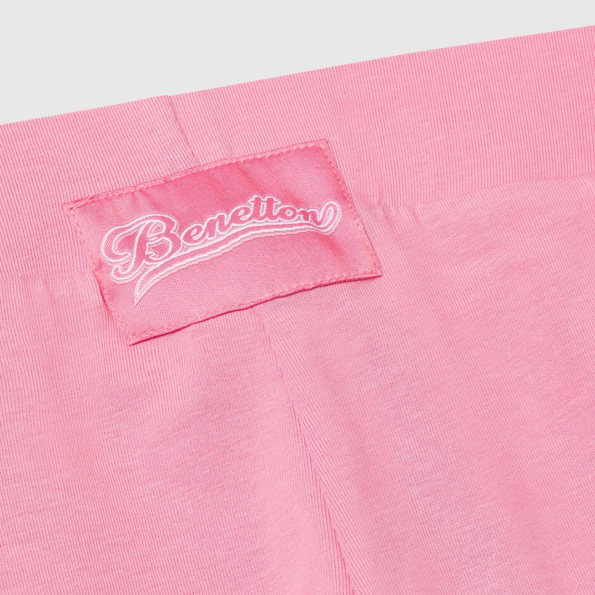 Kız Çocuk Pembe Logolu Yanları Kontrast Renk Detaylı Biyeli Streç Tayt