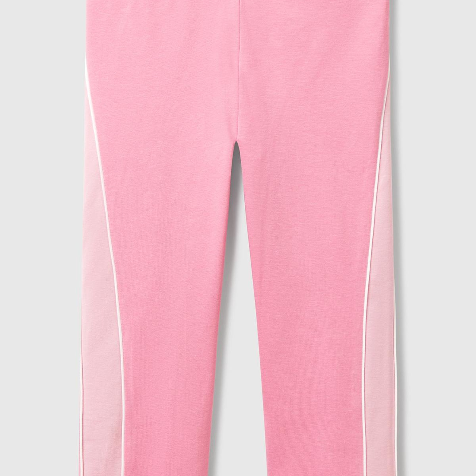 Kız Çocuk Pembe Logolu Yanları Kontrast Renk Detaylı Biyeli Streç Tayt