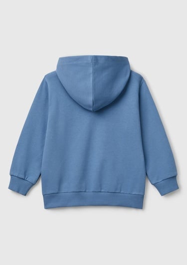  Erkek Çocuk Havacı Mavi Marvel Kahraman Baskılı Etiket Logolu Kapüşonlu Sweatshirt