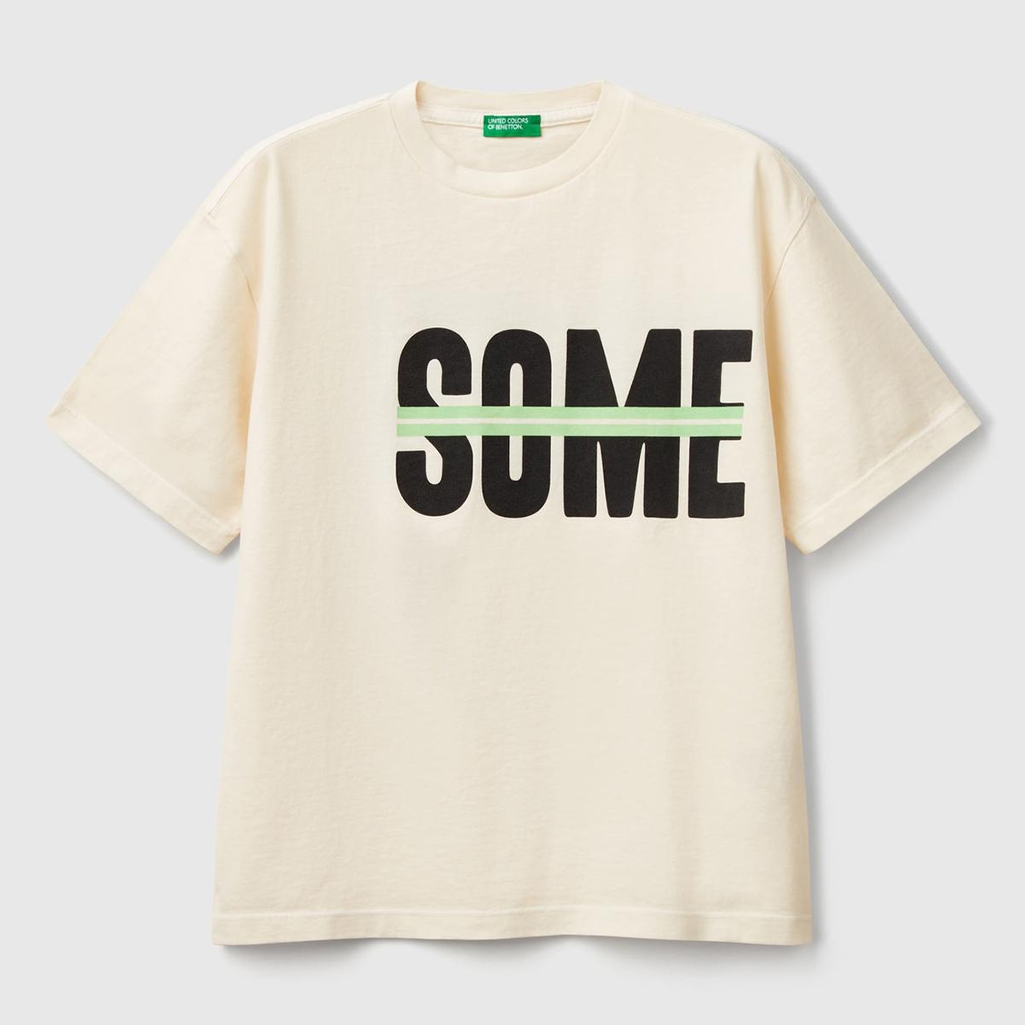 Erkek Çocuk Ekru Slogan Baskılı Soluk Efektli T-Shirt