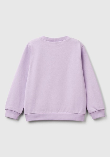  Kız Çocuk Lila Peanuts Baskılı Logo Etiketli Bisiklet Yaka Sweatshirt