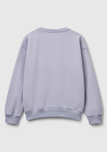  Kız Çocuk Lila Peanuts Baskılı Logo Etiketli Bisiklet Yaka Sweatshirt