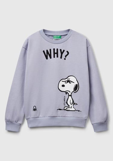  Kız Çocuk Lila Peanuts Baskılı Logo Etiketli Bisiklet Yaka Sweatshirt