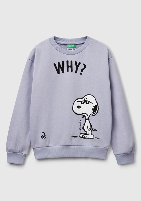  Kız Çocuk Lila Peanuts Baskılı Logo Etiketli Bisiklet Yaka Sweatshirt