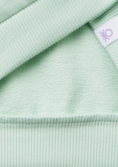  Kız Çocuk Su Yeşili Peanuts Baskılı Logo Etiketli Bisiklet Yaka Sweatshirt