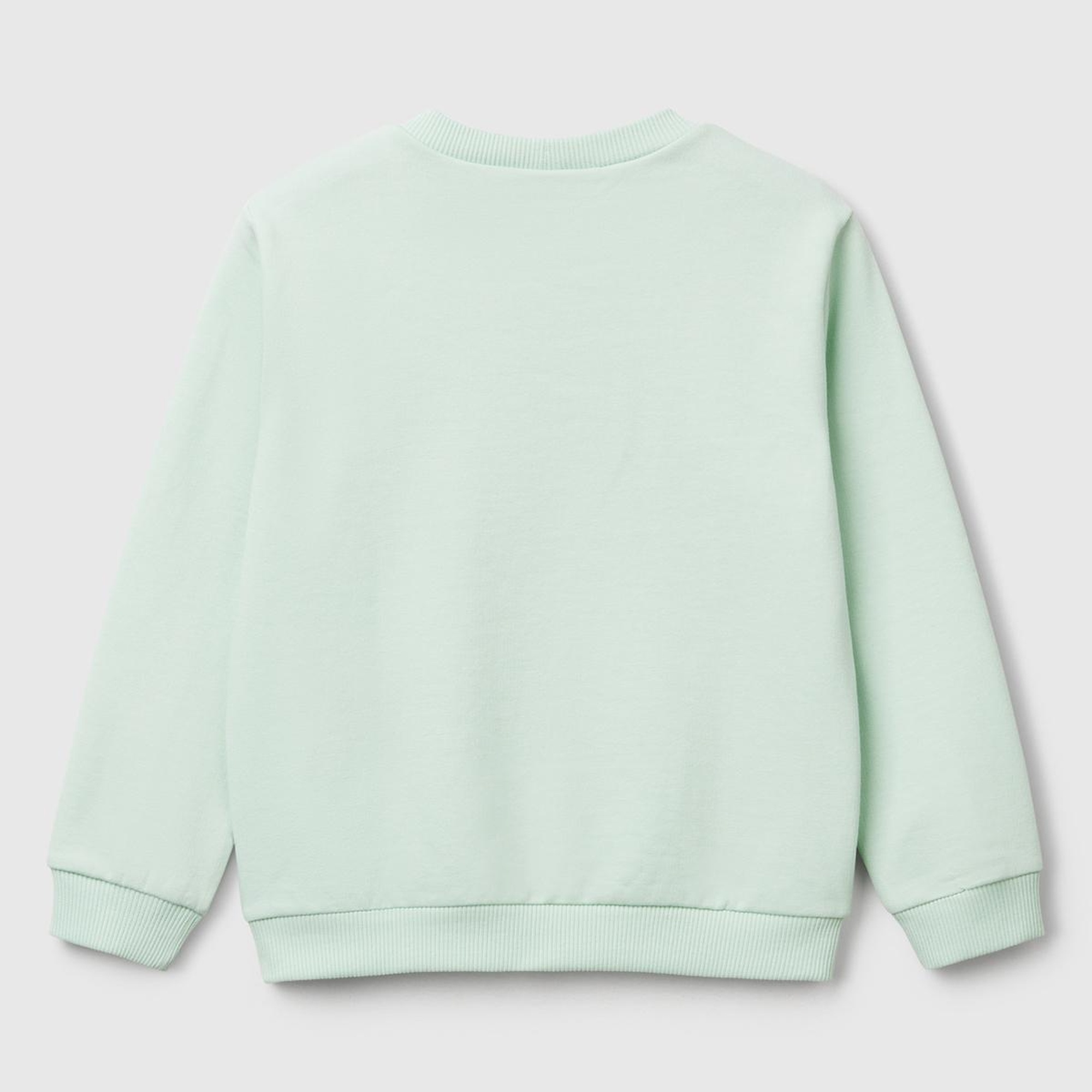 Kız Çocuk Su Yeşili Peanuts Baskılı Logo Etiketli Bisiklet Yaka Sweatshirt