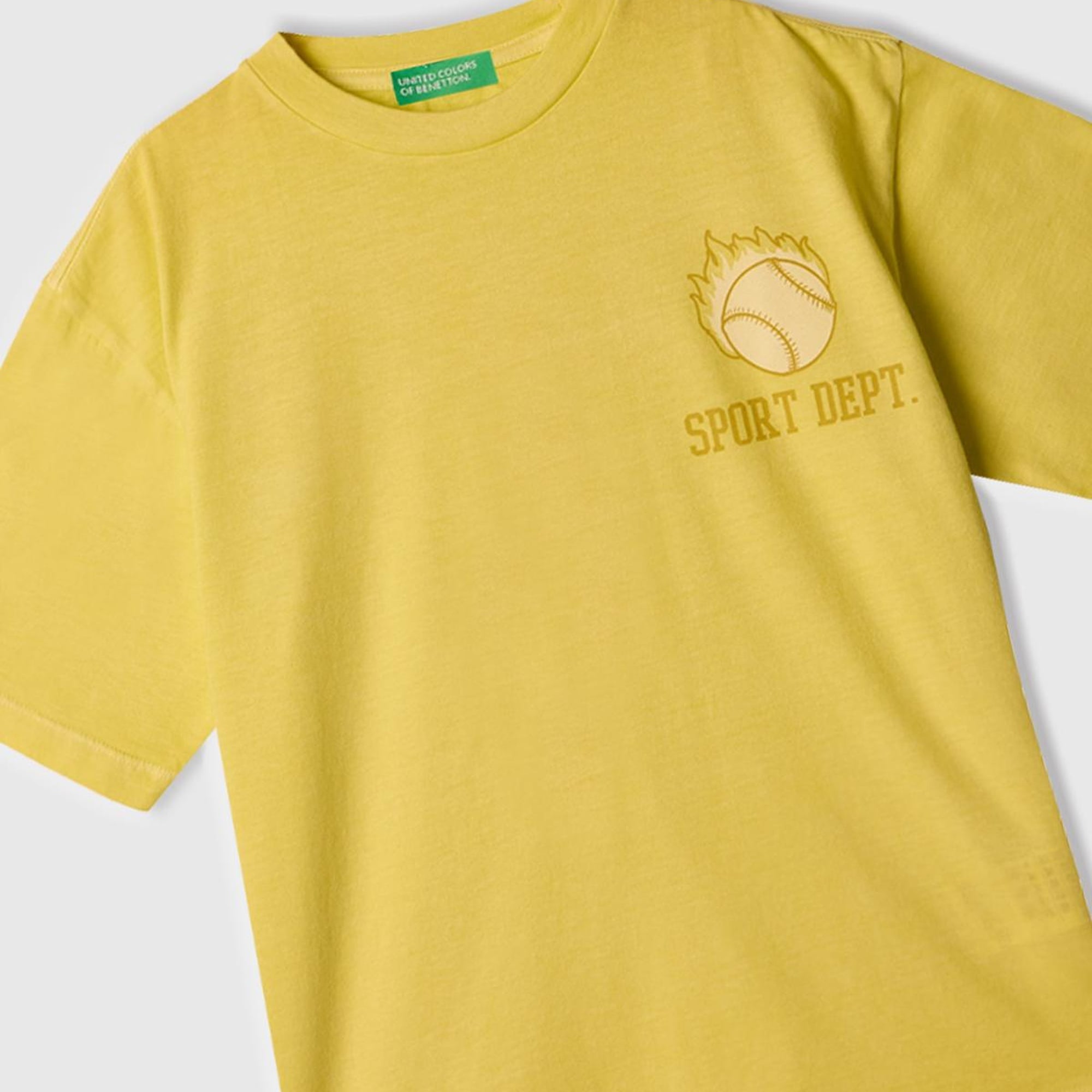 Erkek Çocuk Sarı Slogan Baskılı Soluk Efektli T-Shirt