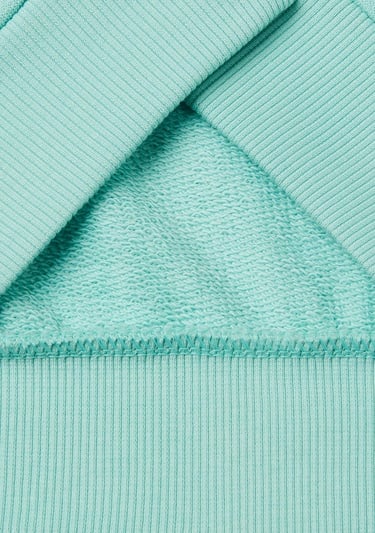  Kız Çocuk Su Yeşili Peanuts Baskılı Logo Etiketli Bisiklet Yaka Sweatshirt