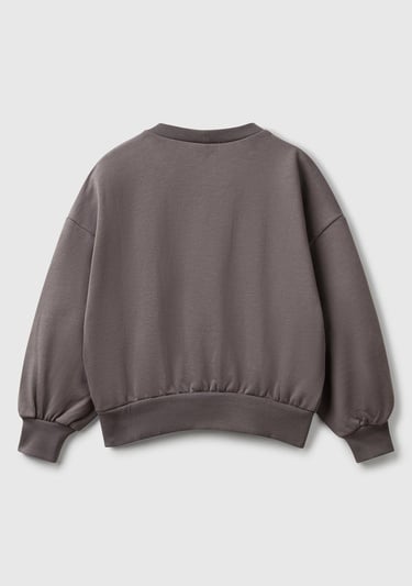  Kız Çocuk Antrasit Rolling Stones Baskılı Logo Etiketli Sweatshirt