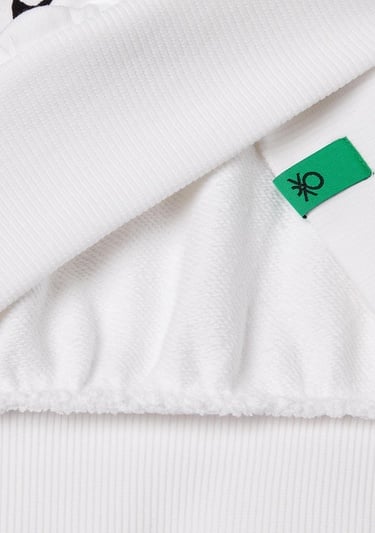  Kız Çocuk Beyaz Rolling Stones Baskılı Logo Etiketli Sweatshirt