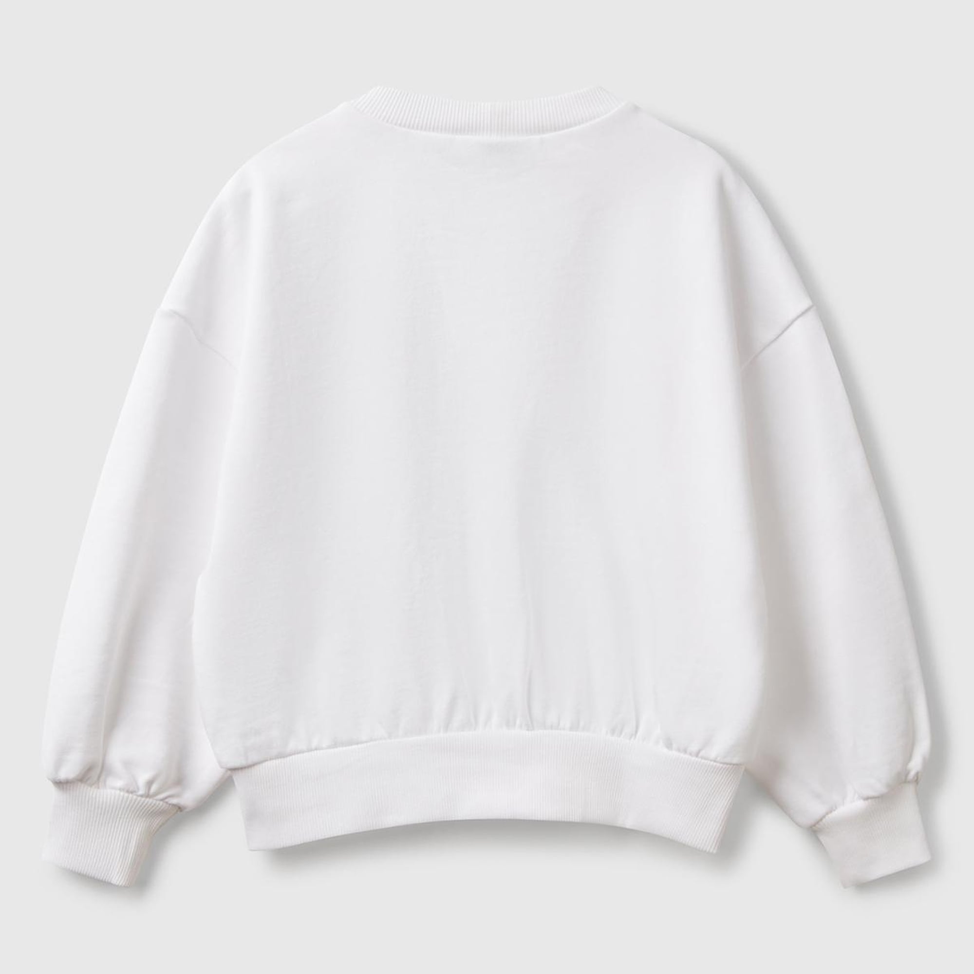 Kız Çocuk Beyaz Rolling Stones Baskılı Logo Etiketli Sweatshirt