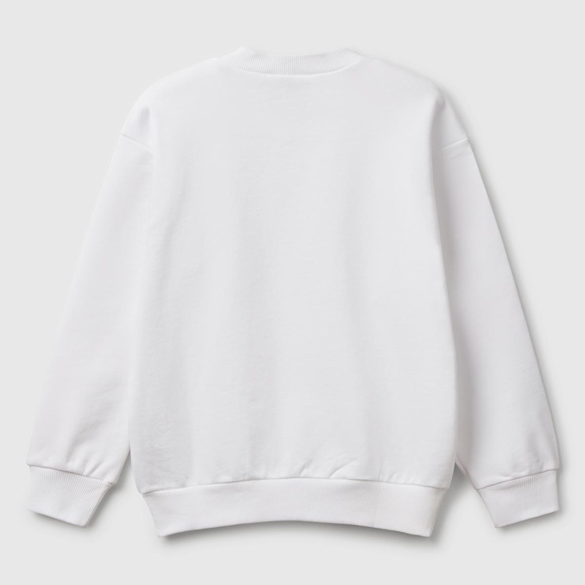 Erkek Çocuk Beyaz Rolling Stones Baskılı Etiket Logolu Bisiklet Yaka Sweatshirt