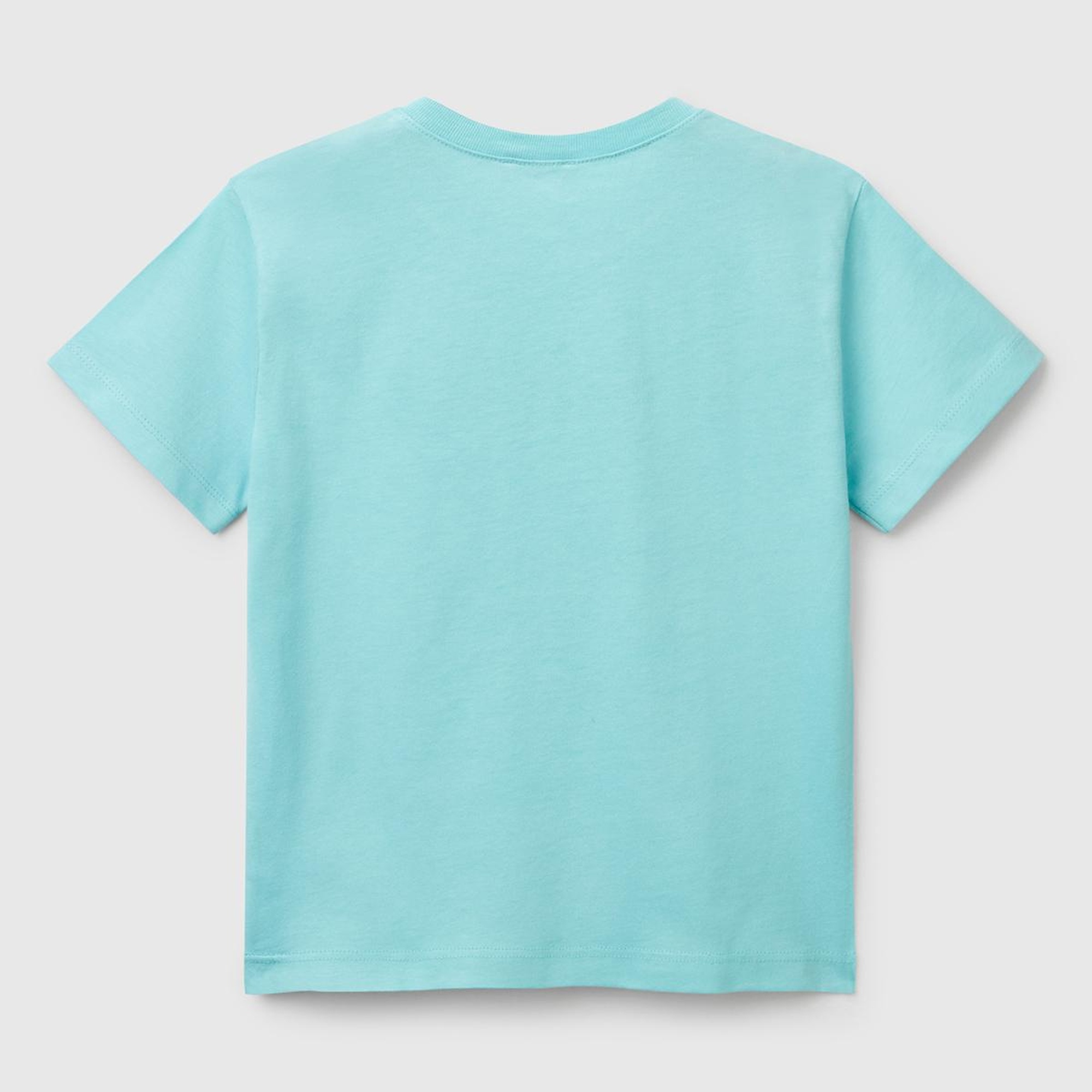 Erkek Çocuk Su Yeşili Benetton Logo Baskılı T-Shirt