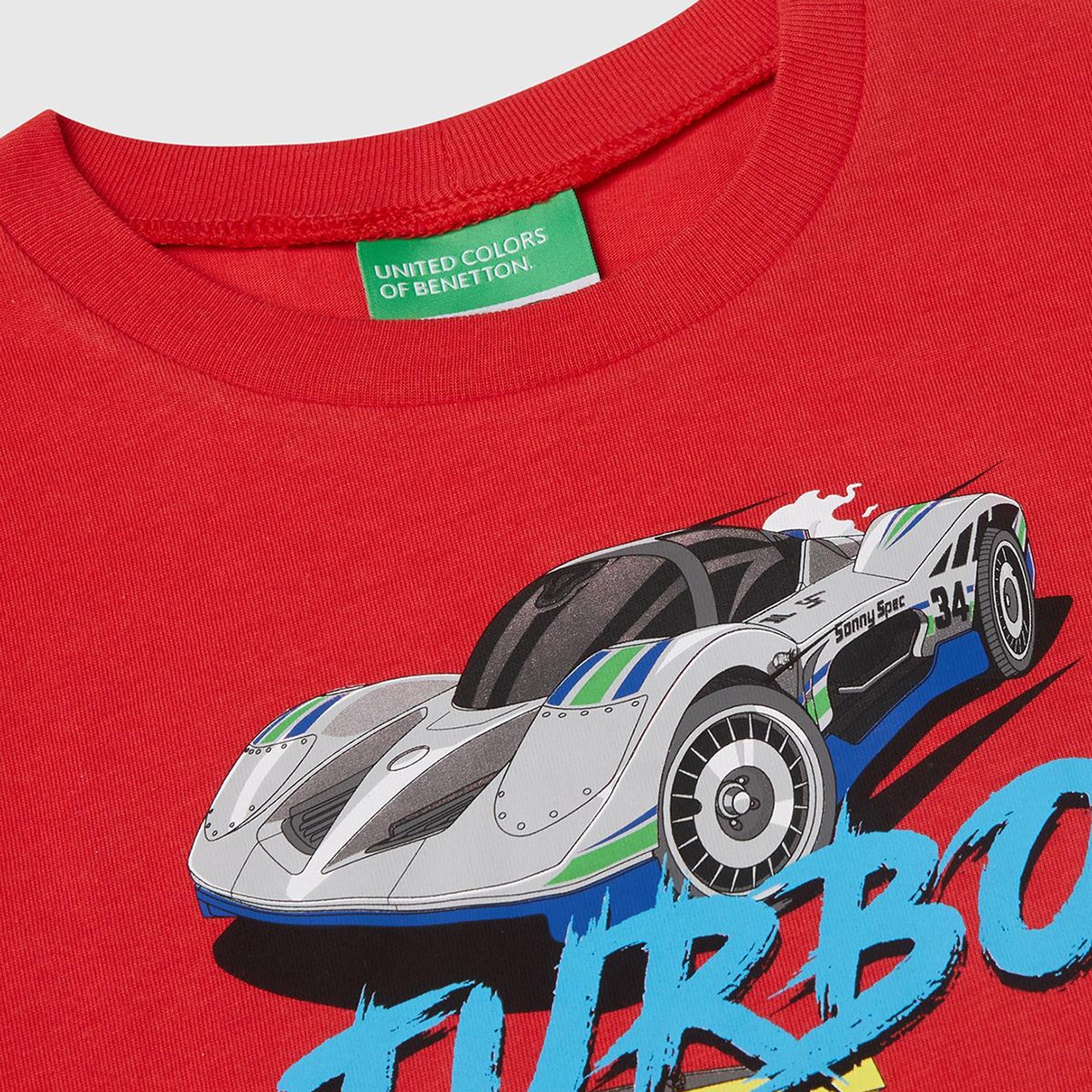 Erkek Çocuk Kırmızı Hot Wheels Baskılı Logo Etiketli T-Shirt