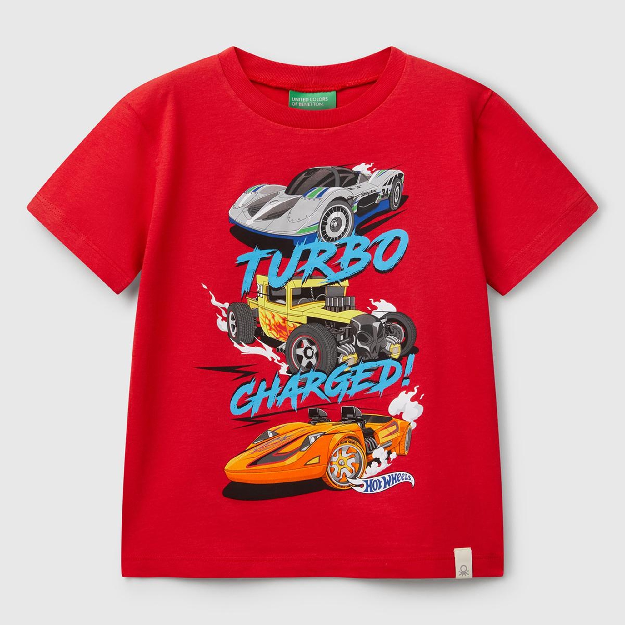 Erkek Çocuk Kırmızı Hot Wheels Baskılı Logo Etiketli T-Shirt