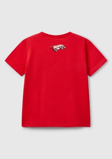  Erkek Çocuk Kırmızı Hot Wheels Baskılı Logo Etiketli T-Shirt