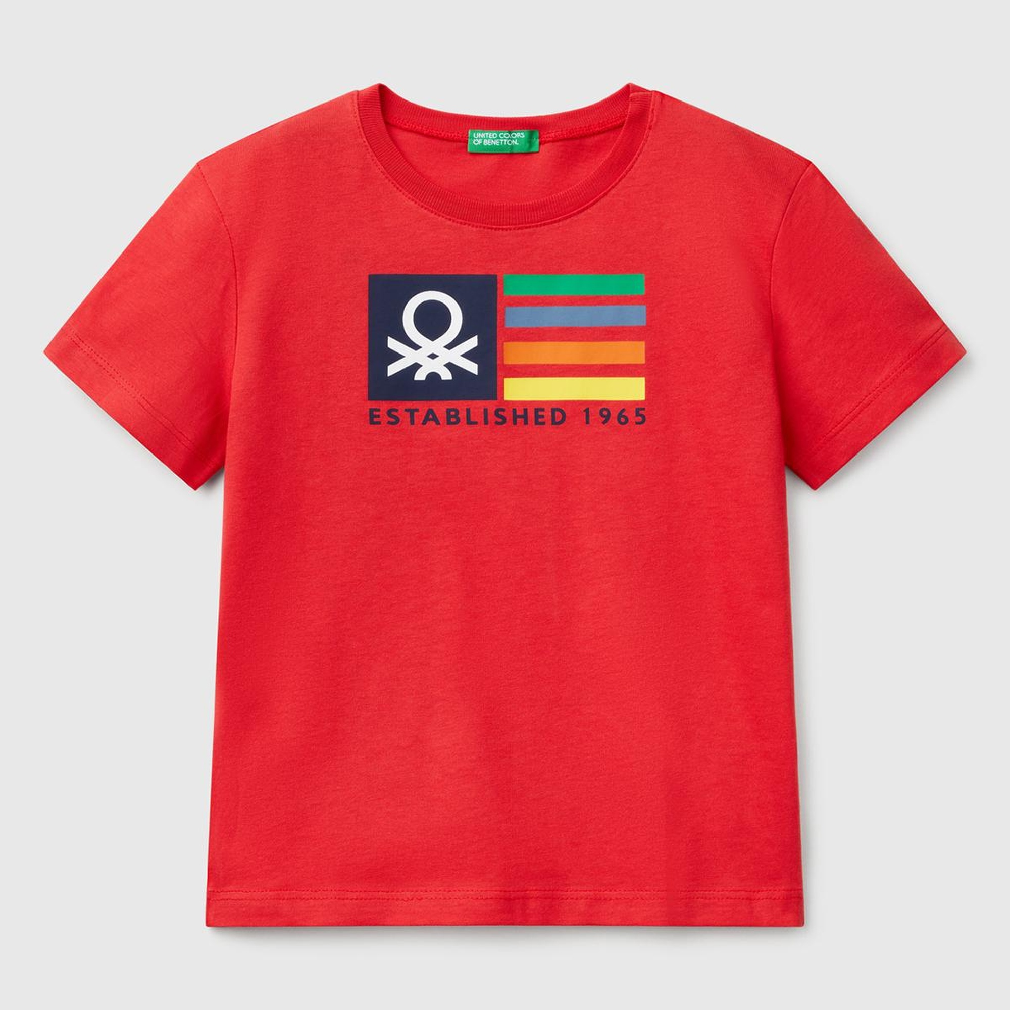 Erkek Çocuk Kırmızı Benetton Logo Baskılı T-Shirt
