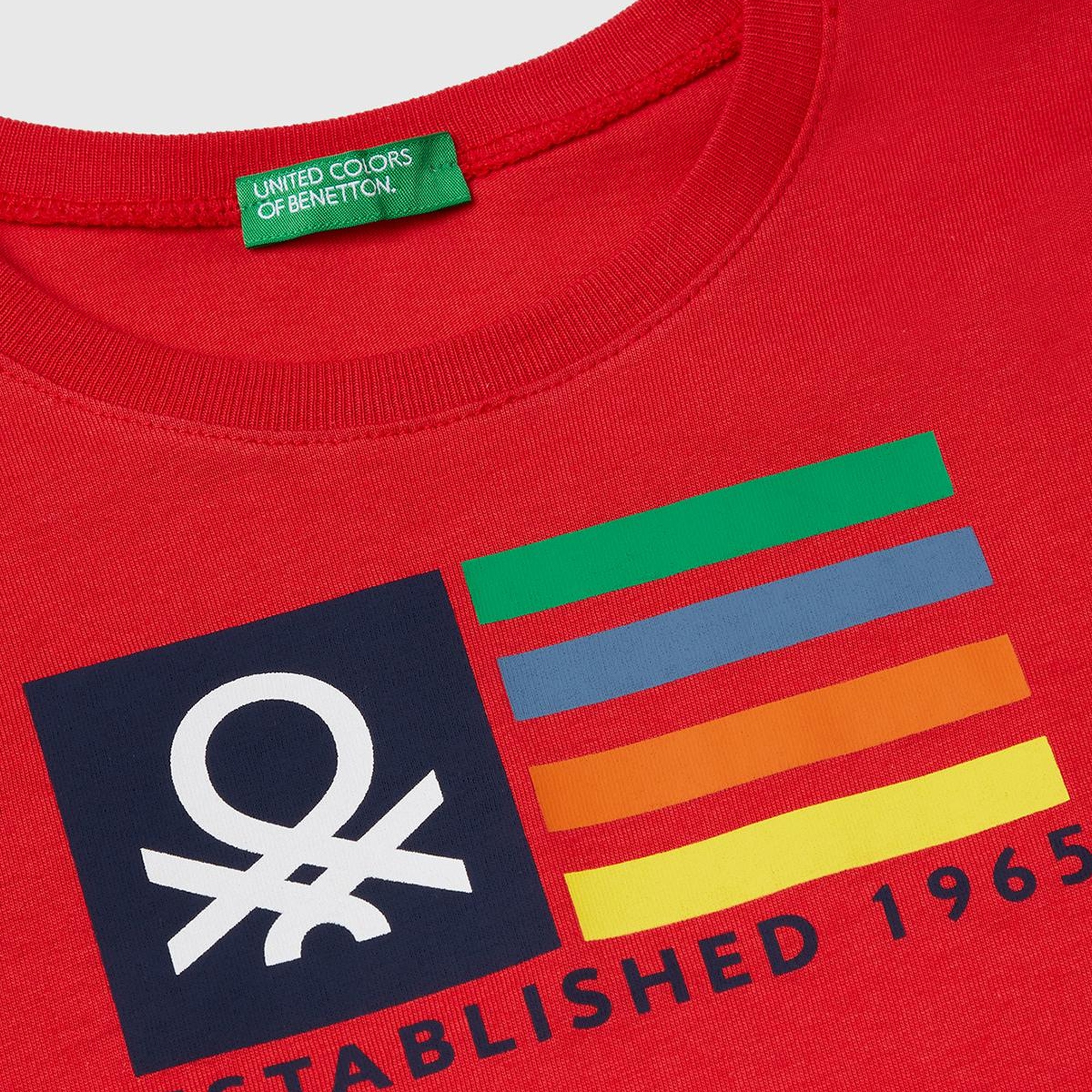 Erkek Çocuk Kırmızı Benetton Logo Baskılı T-Shirt