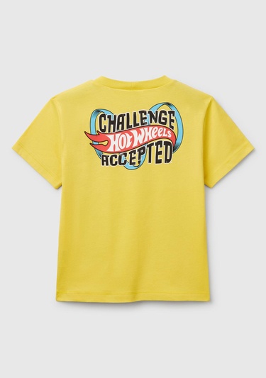  Erkek Çocuk Sarı Hot Wheels Baskılı Logo Etiketli T-Shirt
