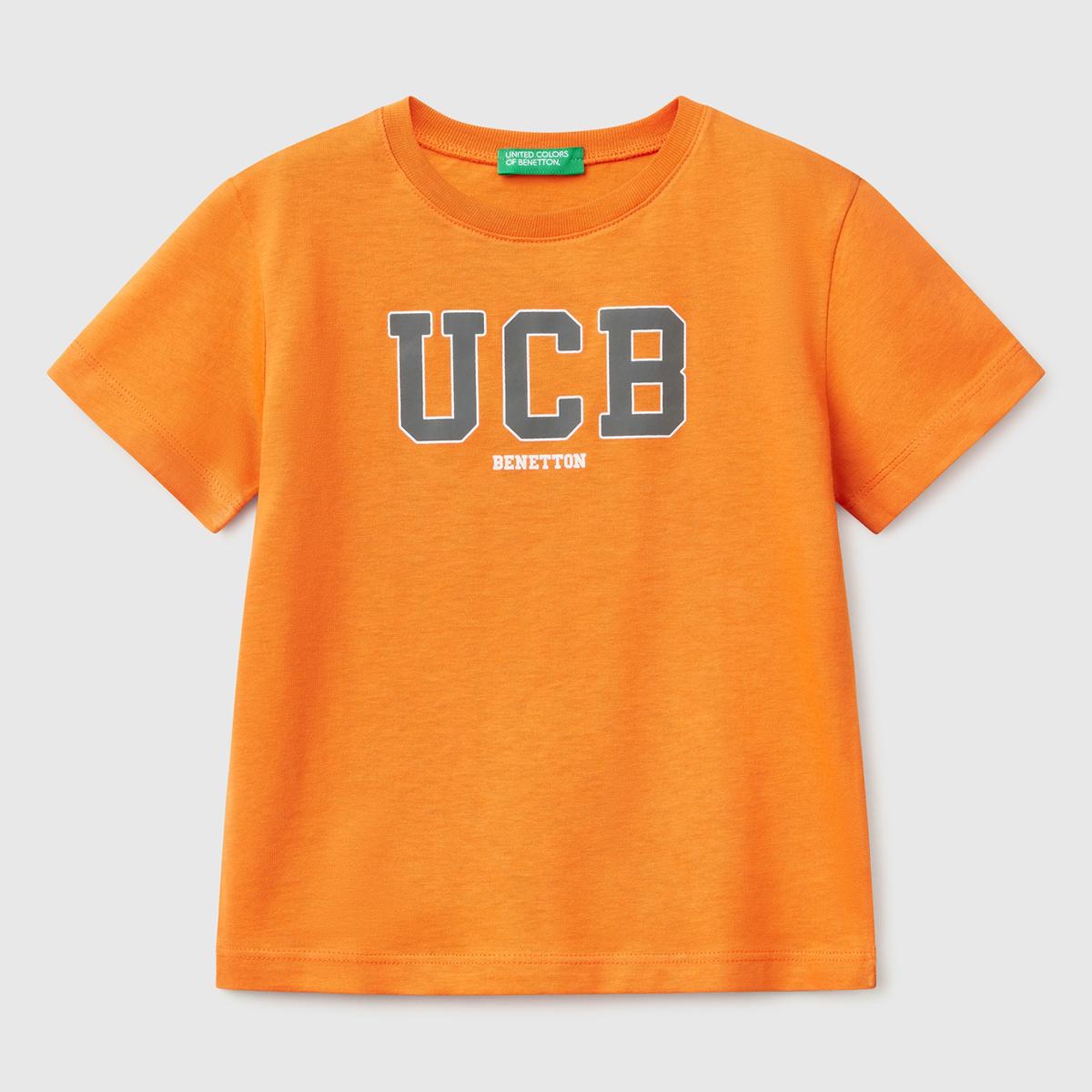 Erkek Çocuk Turuncu Benetton Logo Baskılı T-Shirt