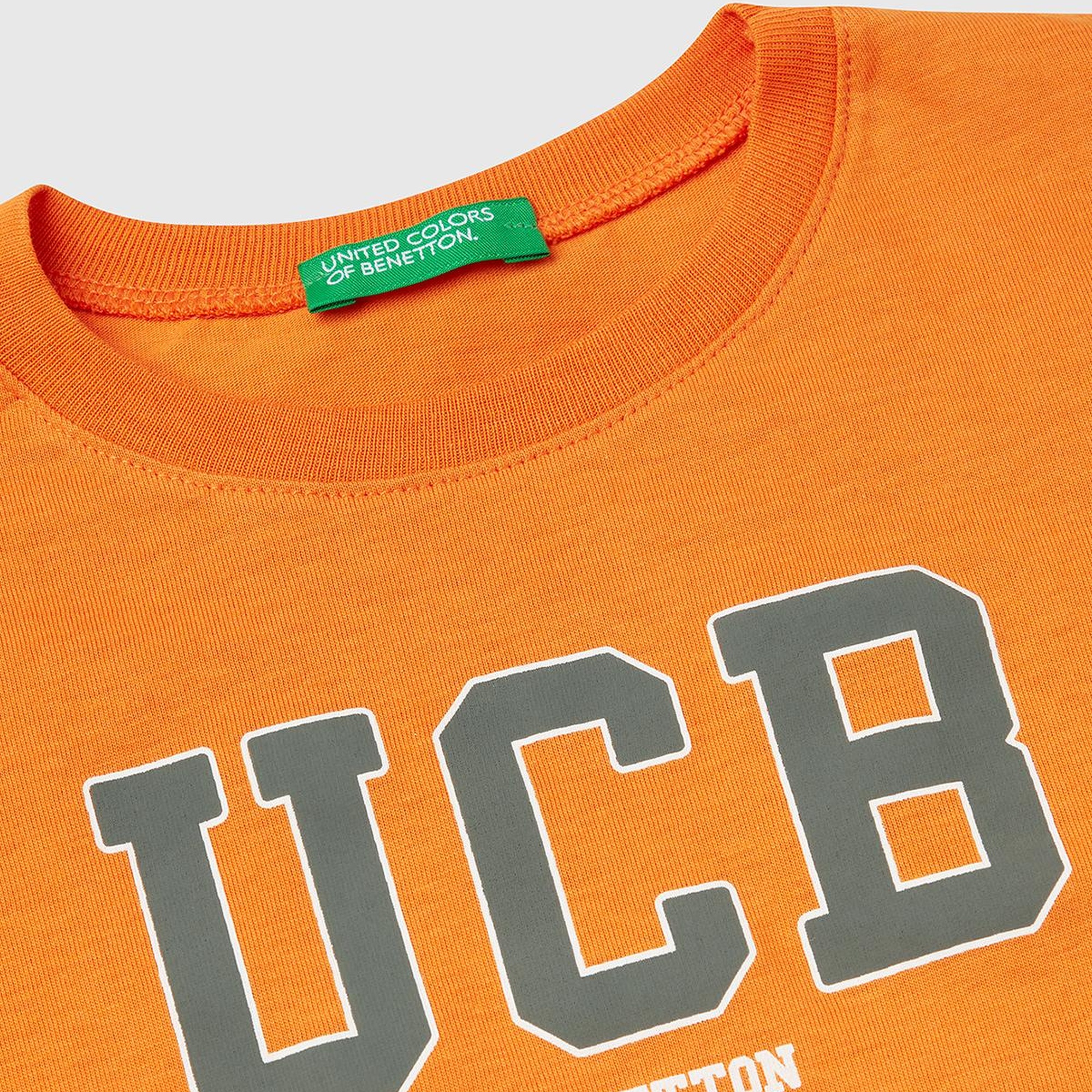 Erkek Çocuk Turuncu Benetton Logo Baskılı T-Shirt