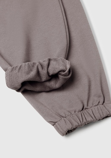  Kız Çocuk Antrasit Kontrastlı Logo Etiketli Büzgü İpli Eşofman Altı