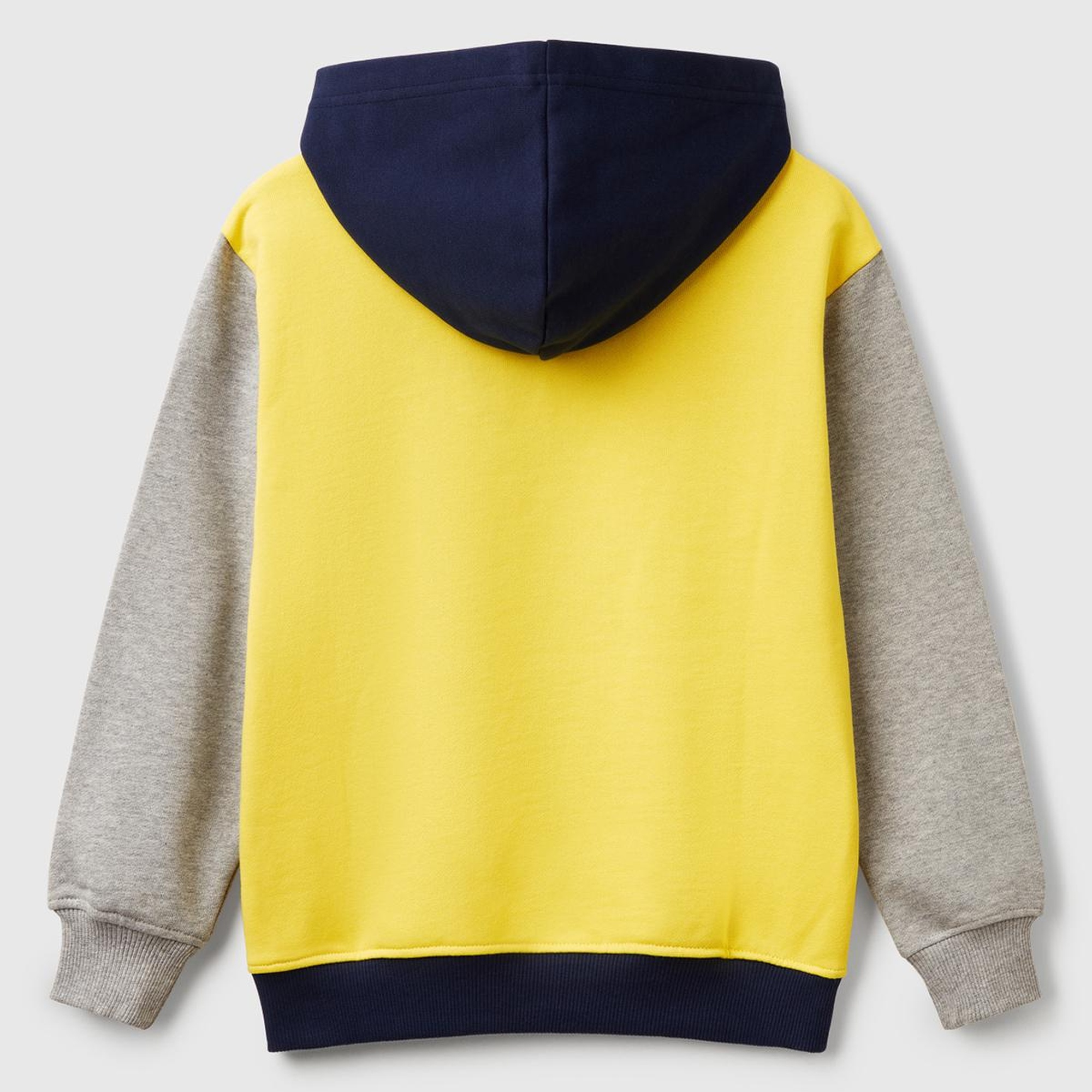 Erkek Çocuk Sarı Mix Benetton Logolu Kanguru Cepli Kapüşonlu Sweatshirt