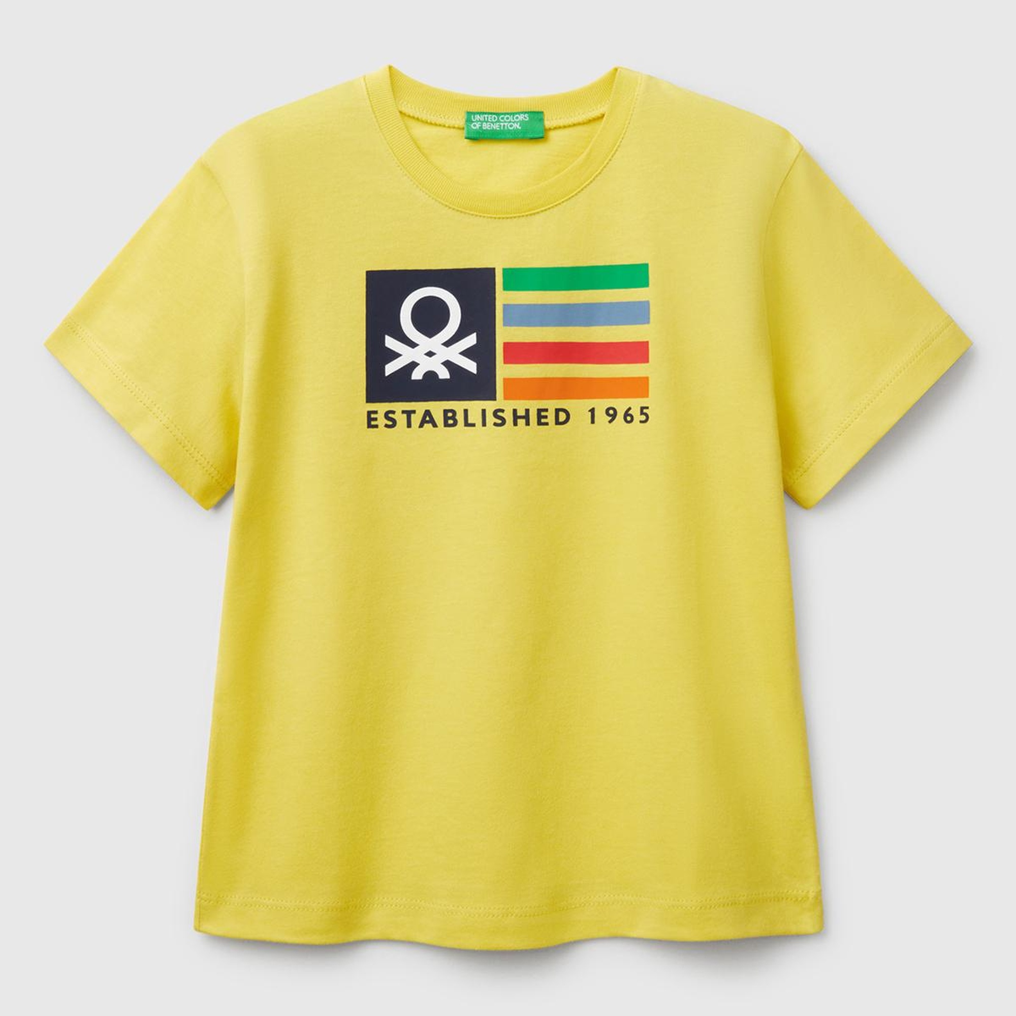 Erkek Çocuk Sarı Benetton Logo Baskılı T-Shirt