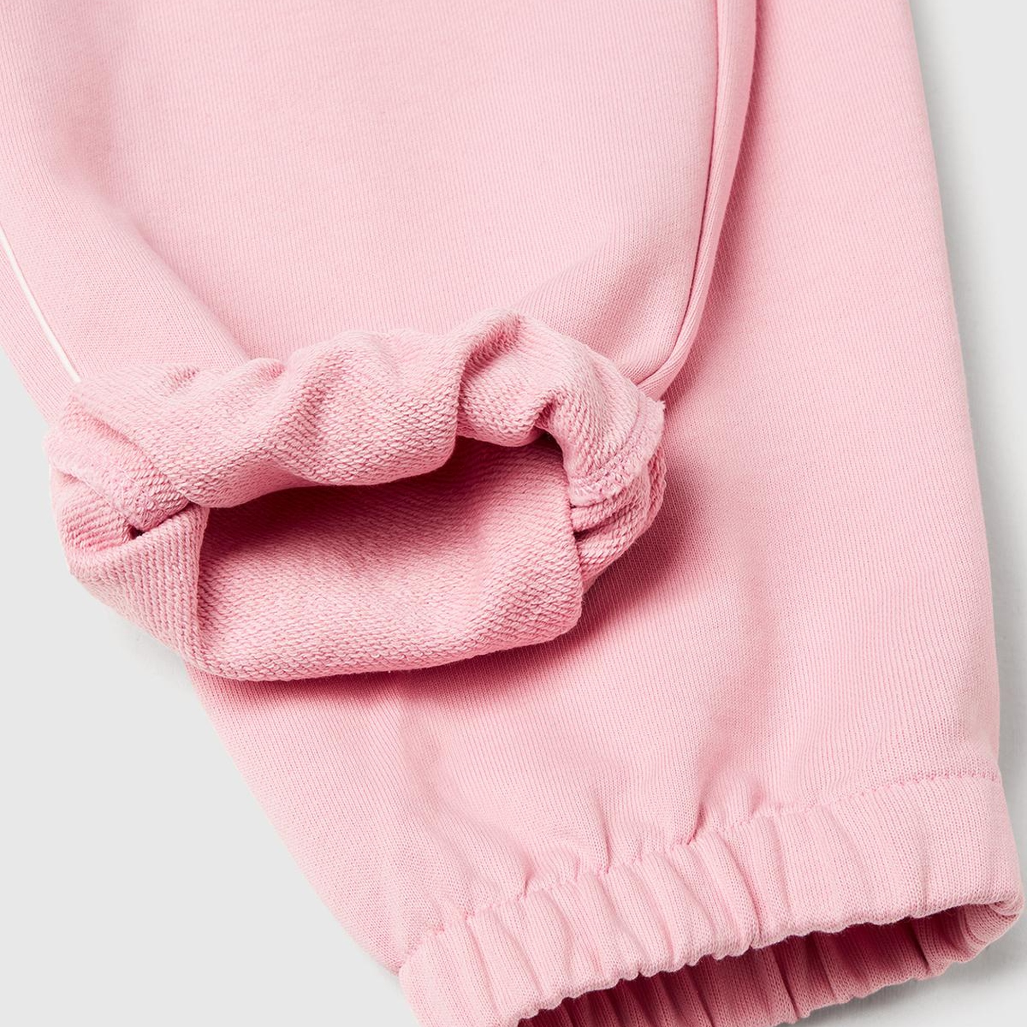 Kız Çocuk Pembe Kontrastlı Logo Etiketli Büzgü İpli Eşofman Altı