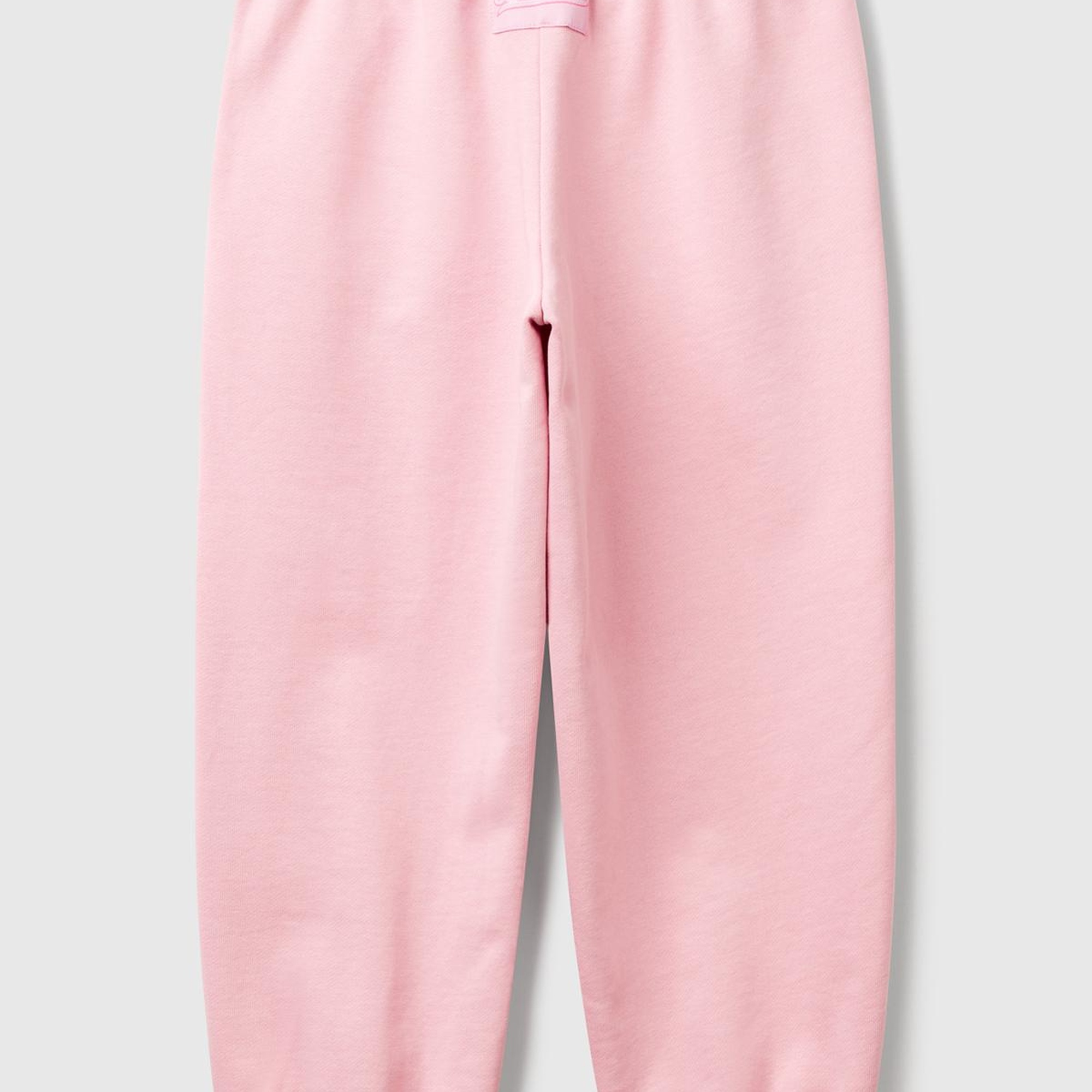 Kız Çocuk Pembe Kontrastlı Logo Etiketli Büzgü İpli Eşofman Altı