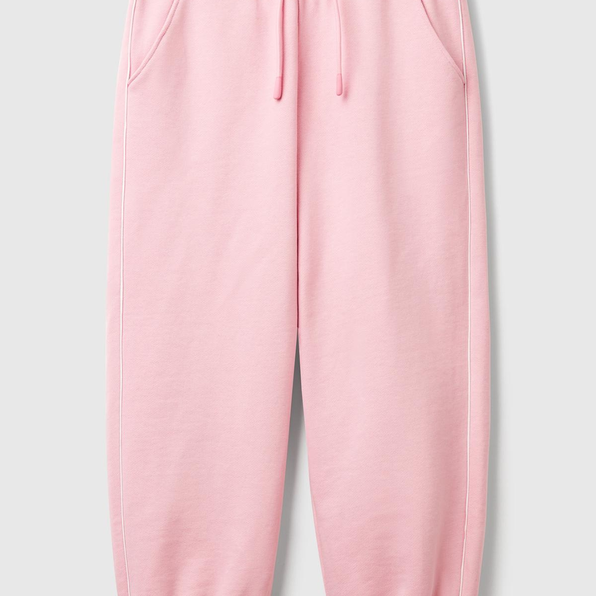 Kız Çocuk Pembe Kontrastlı Logo Etiketli Büzgü İpli Eşofman Altı