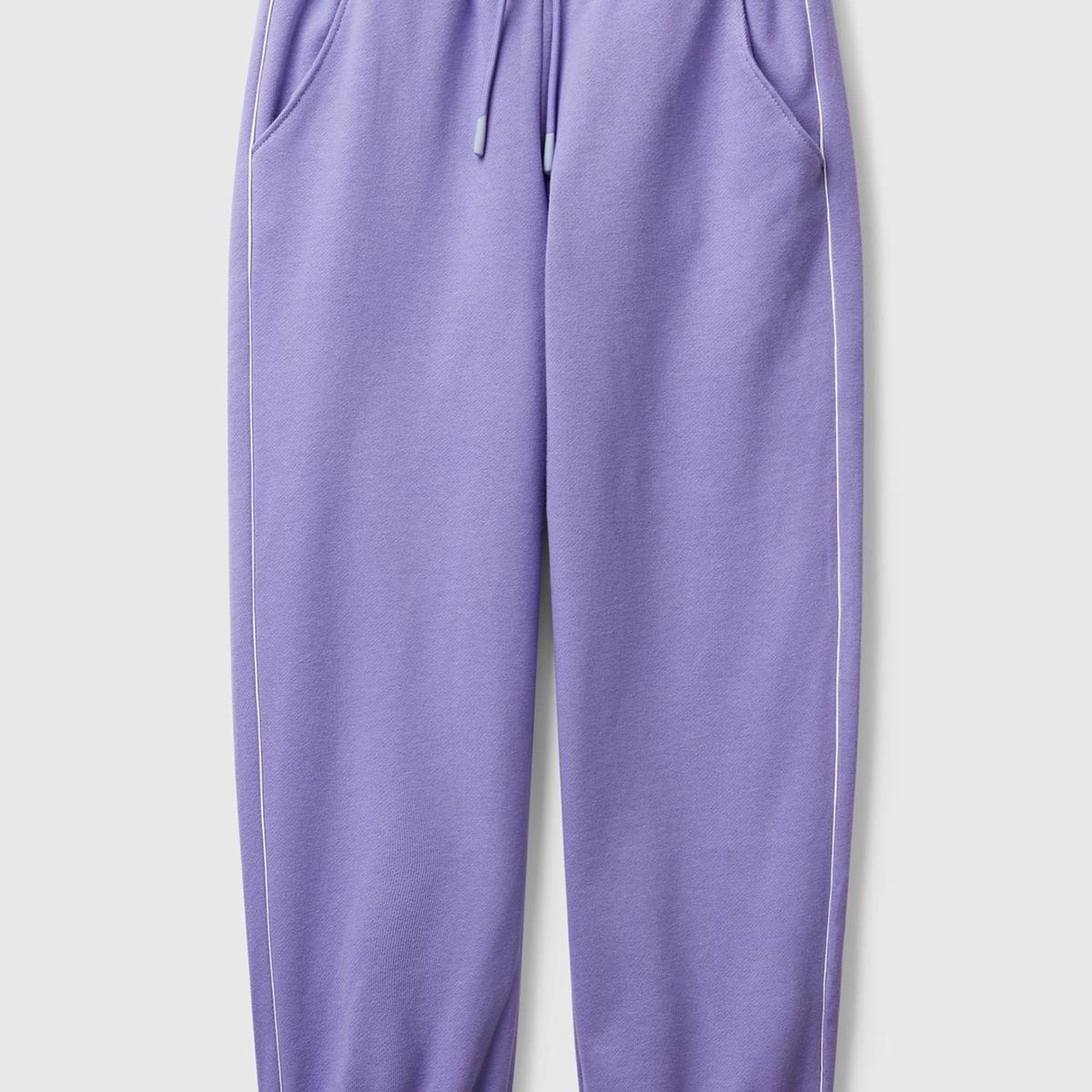 Kız Çocuk Mor Kontrastlı Logo Etiketli Büzgü İpli Eşofman Altı