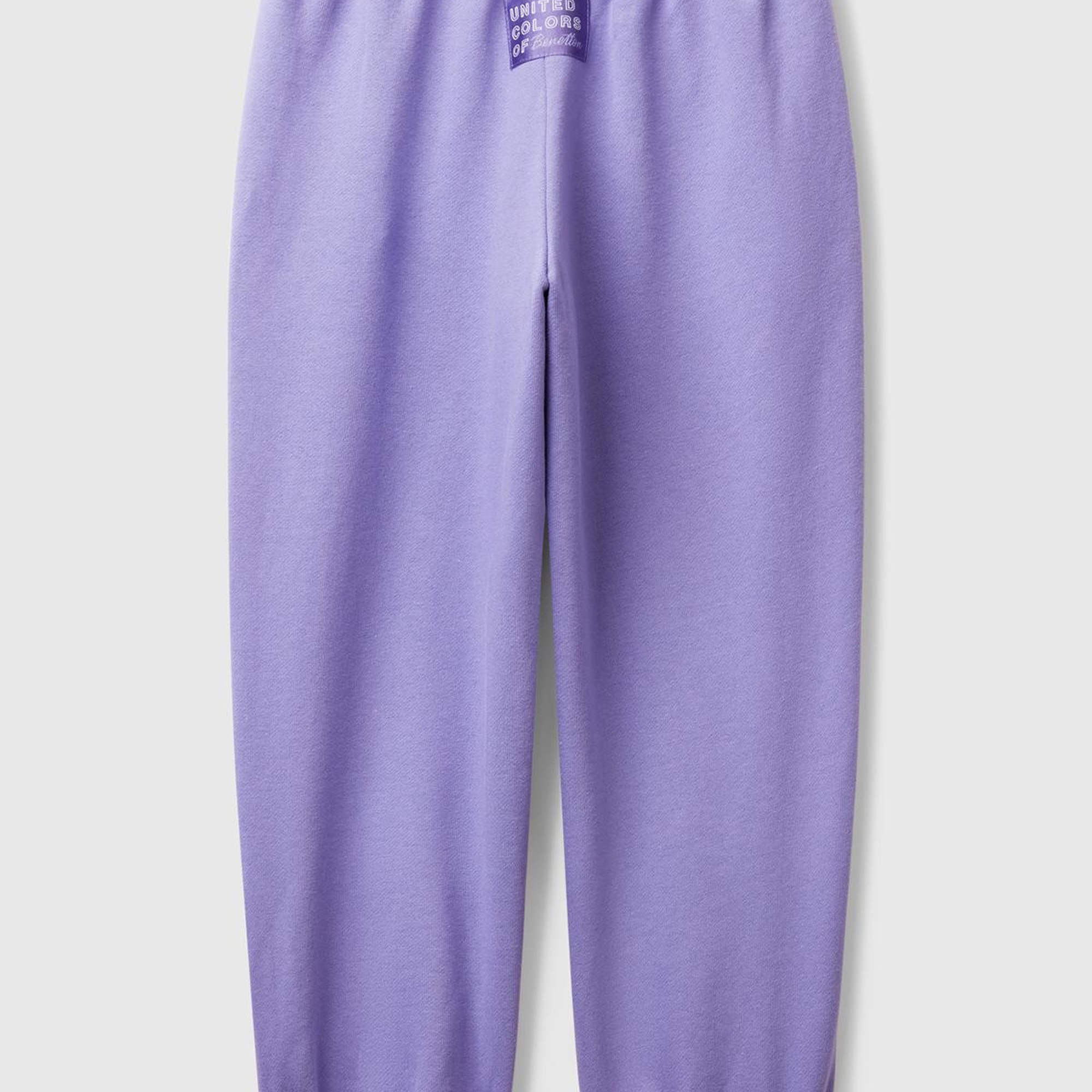 Kız Çocuk Mor Kontrastlı Logo Etiketli Büzgü İpli Eşofman Altı