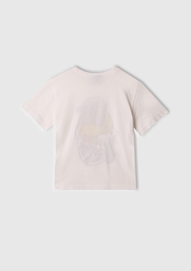  Erkek Çocuk Beyaz Smiley World Baskılı Logo Etiketli T-Shirt