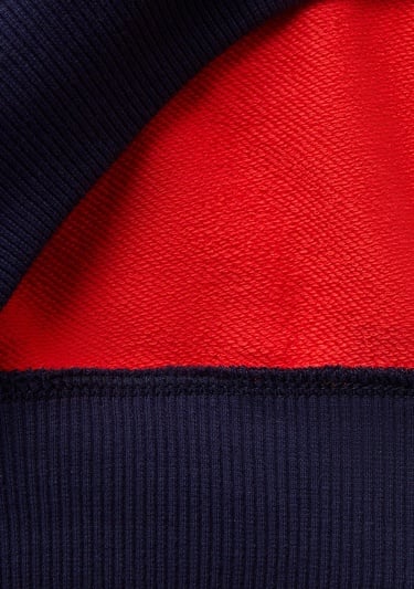  Erkek Çocuk Kırmızı Mix Benetton Logolu Kanguru Cepli Kapüşonlu Sweatshirt