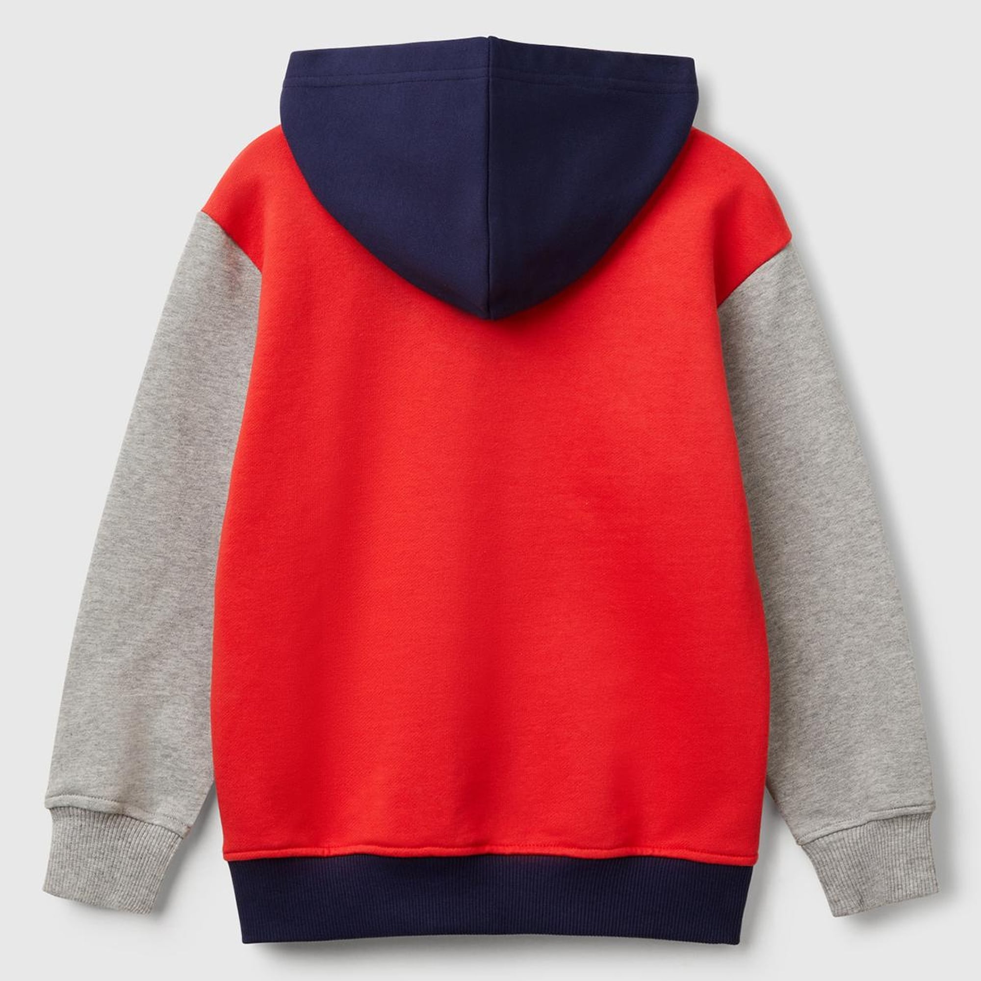 Erkek Çocuk Kırmızı Mix Benetton Logolu Kanguru Cepli Kapüşonlu Sweatshirt