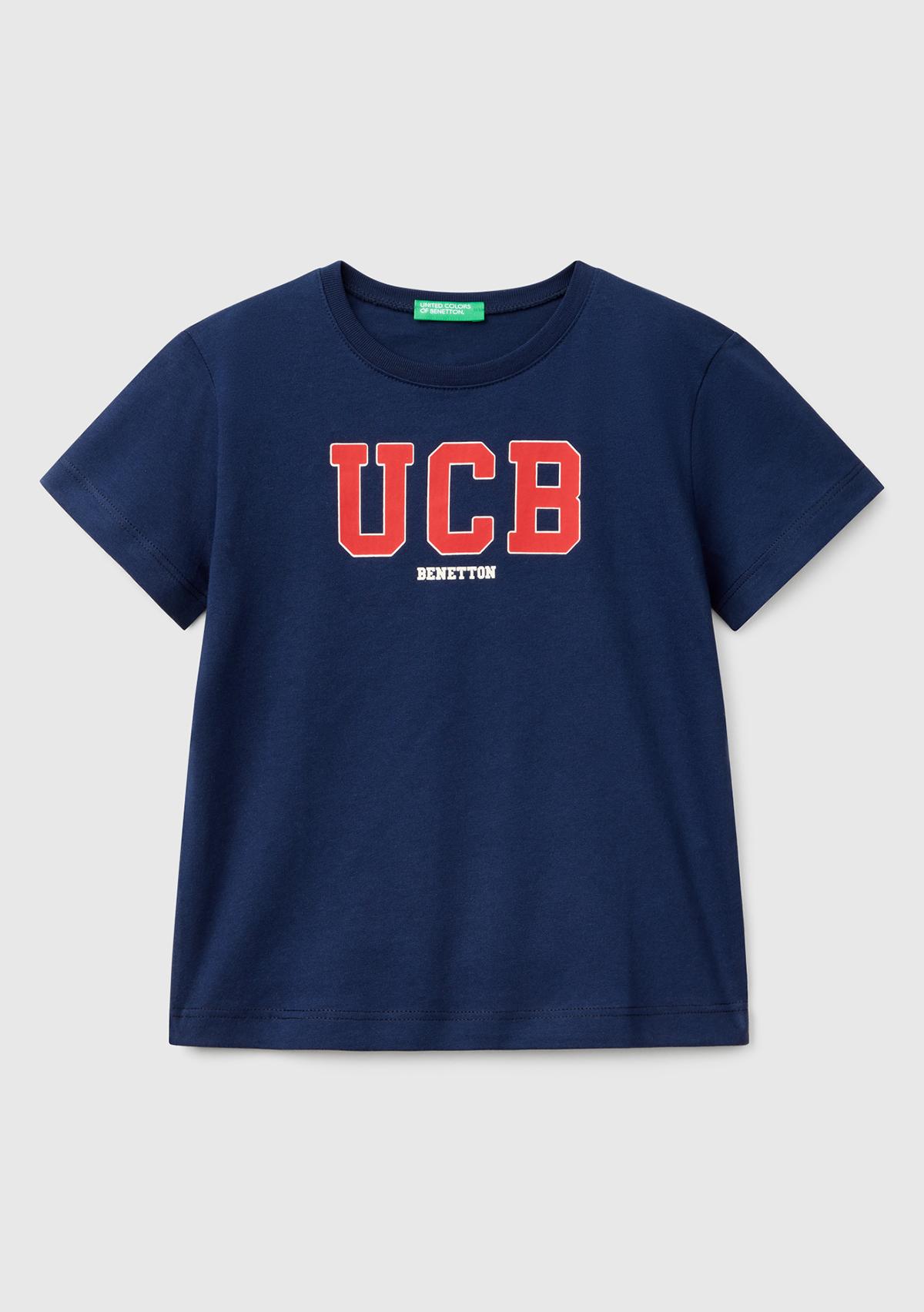  Erkek Çocuk Lacivert Benetton Logo Baskılı T-Shirt