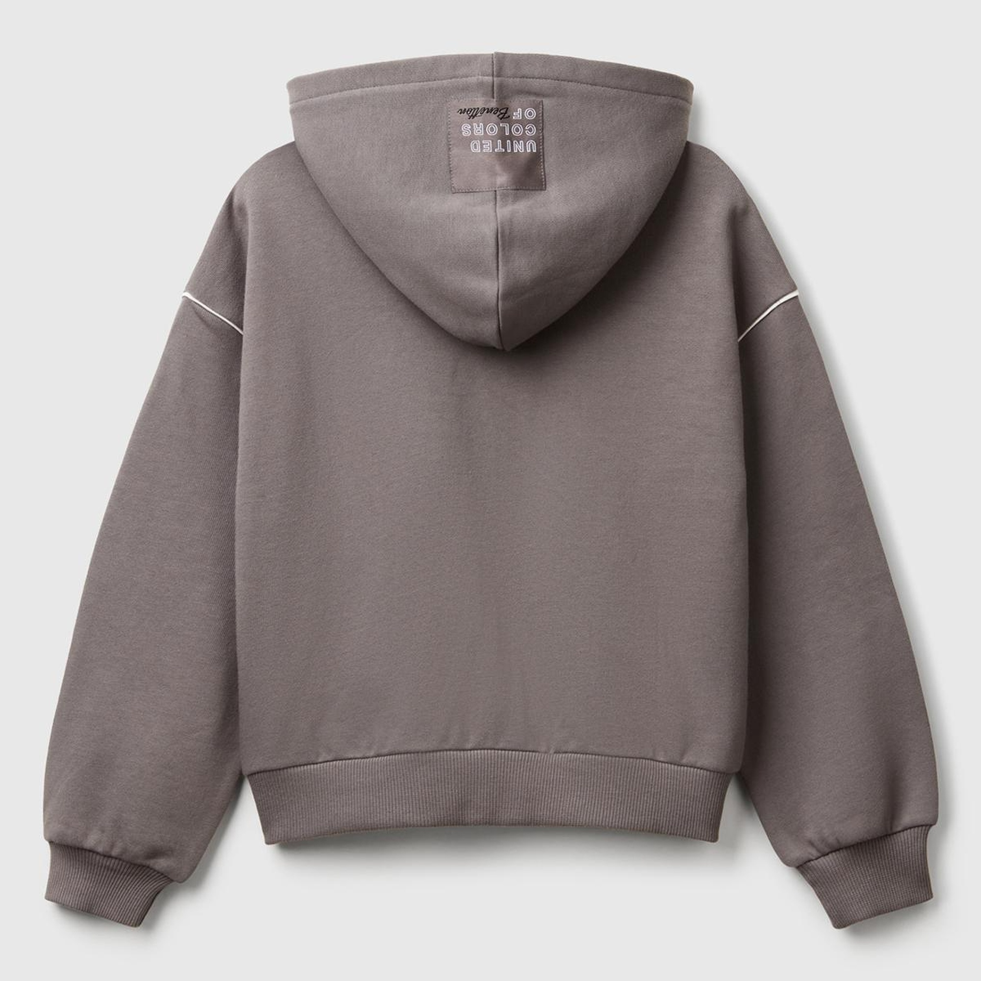 Kız Çocuk Antrasit Kontrastlı Logo Etiketli Kapüşonlu Fermuarlı Oversize Sweatshirt