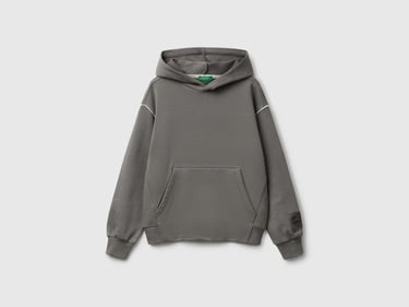  Erkek Çocuk Antrasit Sırtı Şerit Detaylı Logolu Kese Cepli Kapüşonlu Sweatshirt