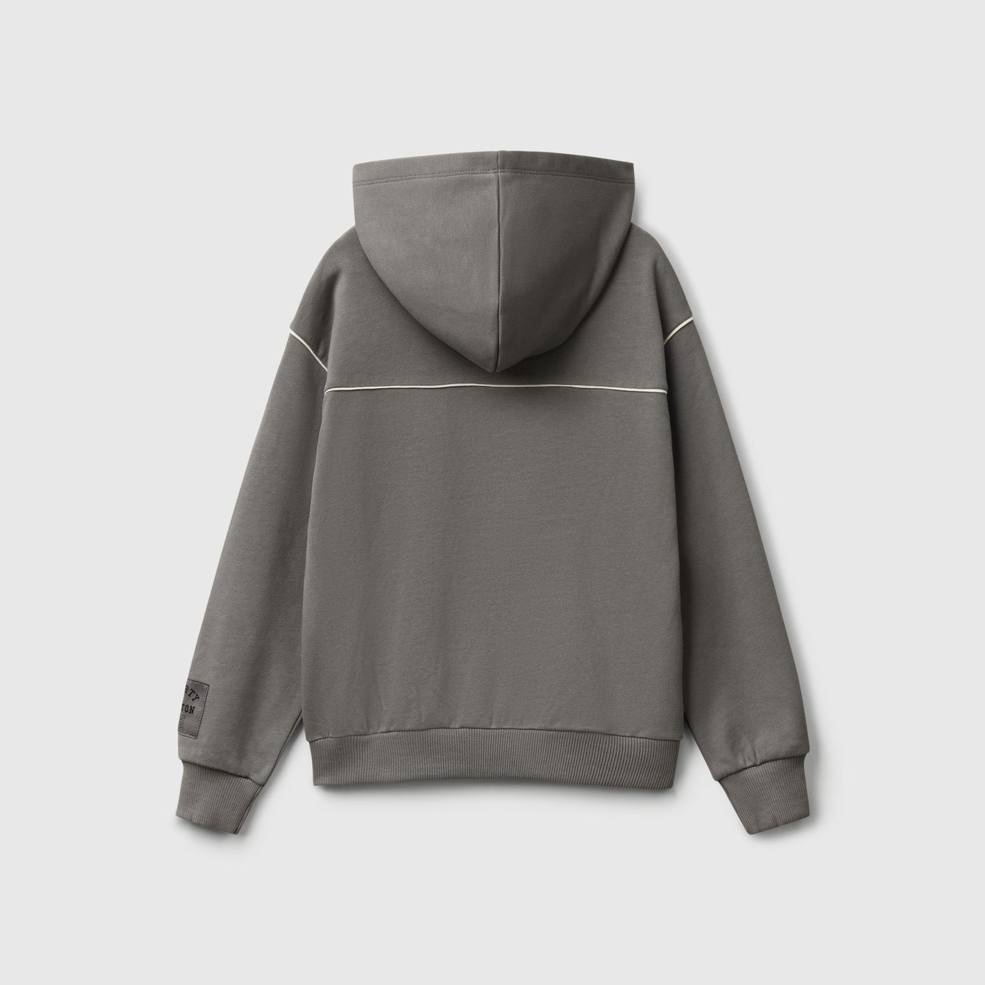 Erkek Çocuk Antrasit Sırtı Şerit Detaylı Logolu Kese Cepli Kapüşonlu Sweatshirt