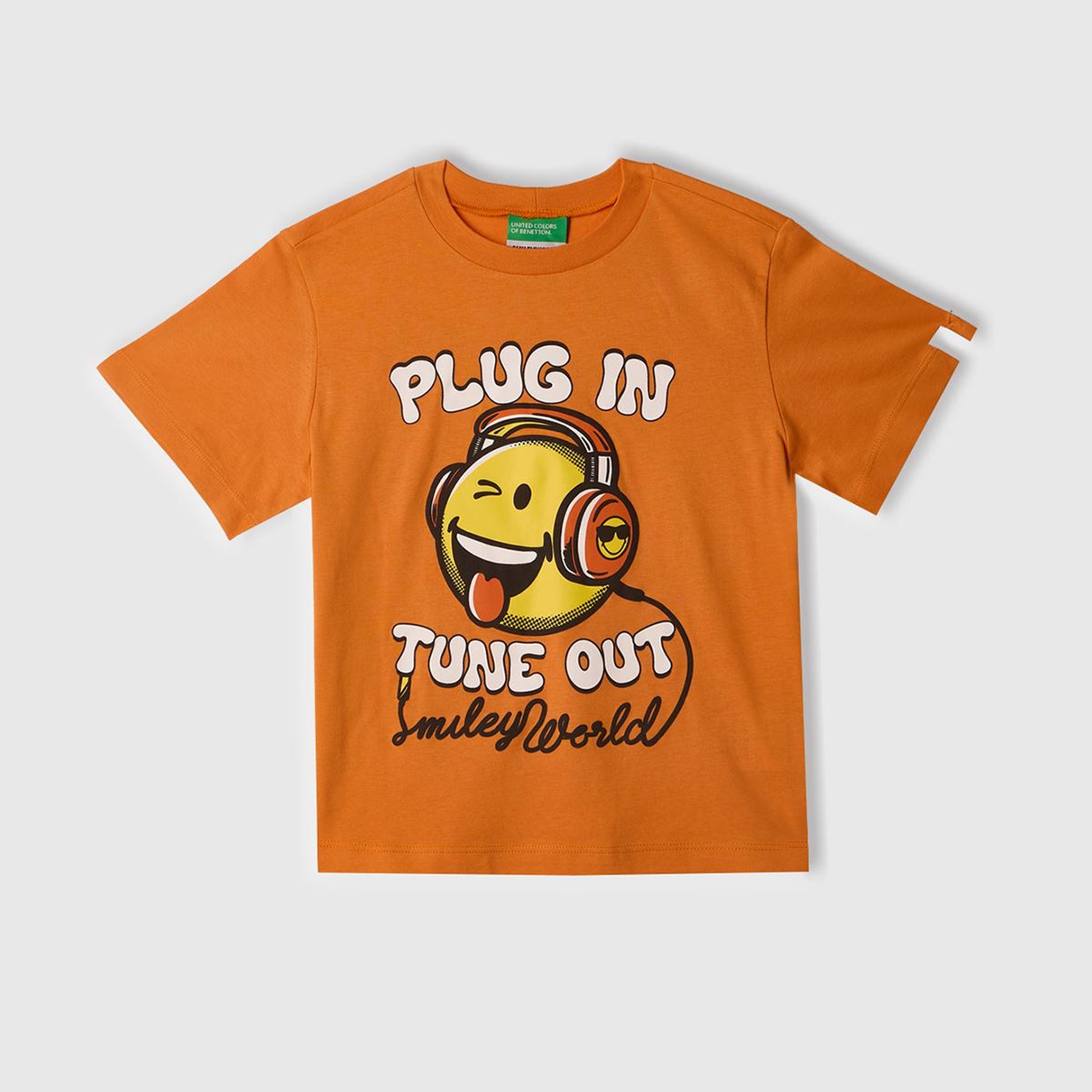 Erkek Çocuk Turuncu Smiley World Baskılı Logo Etiketli T-Shirt
