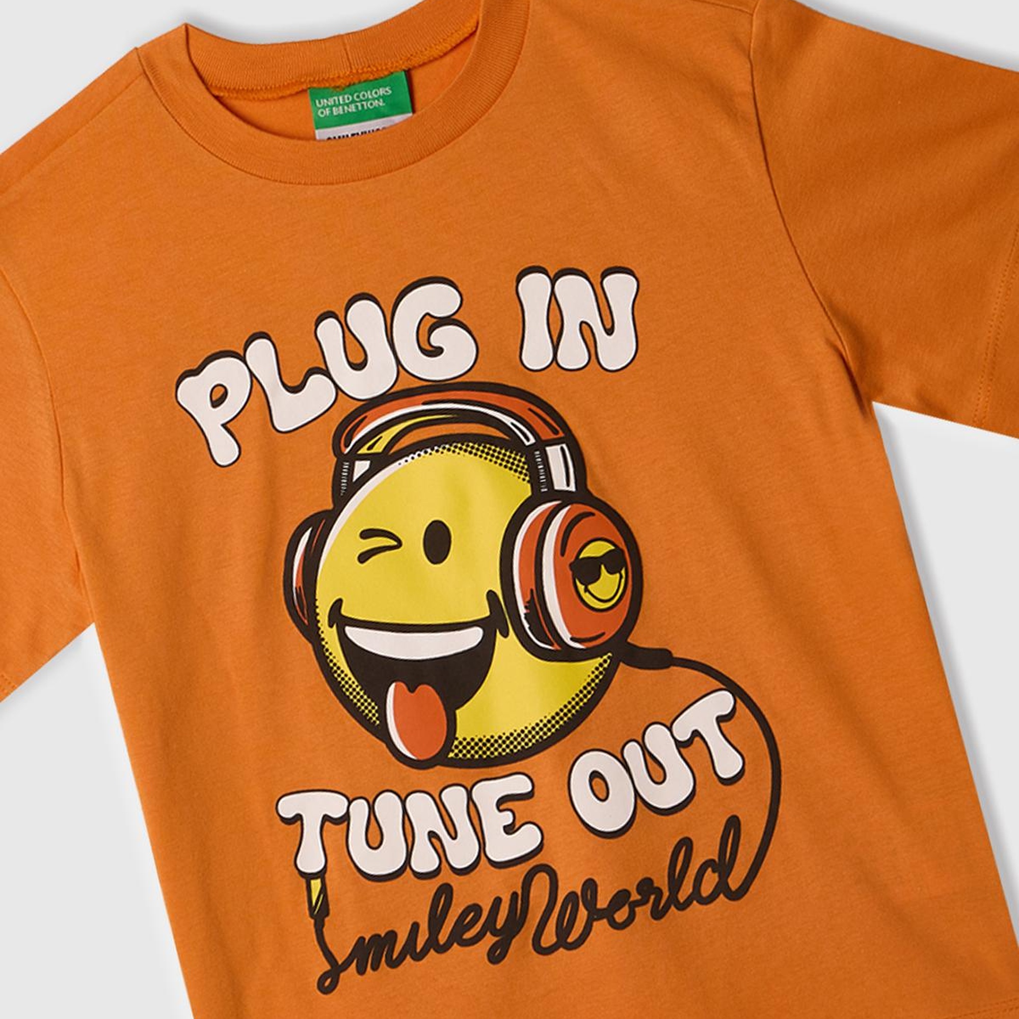 Erkek Çocuk Turuncu Smiley World Baskılı Logo Etiketli T-Shirt