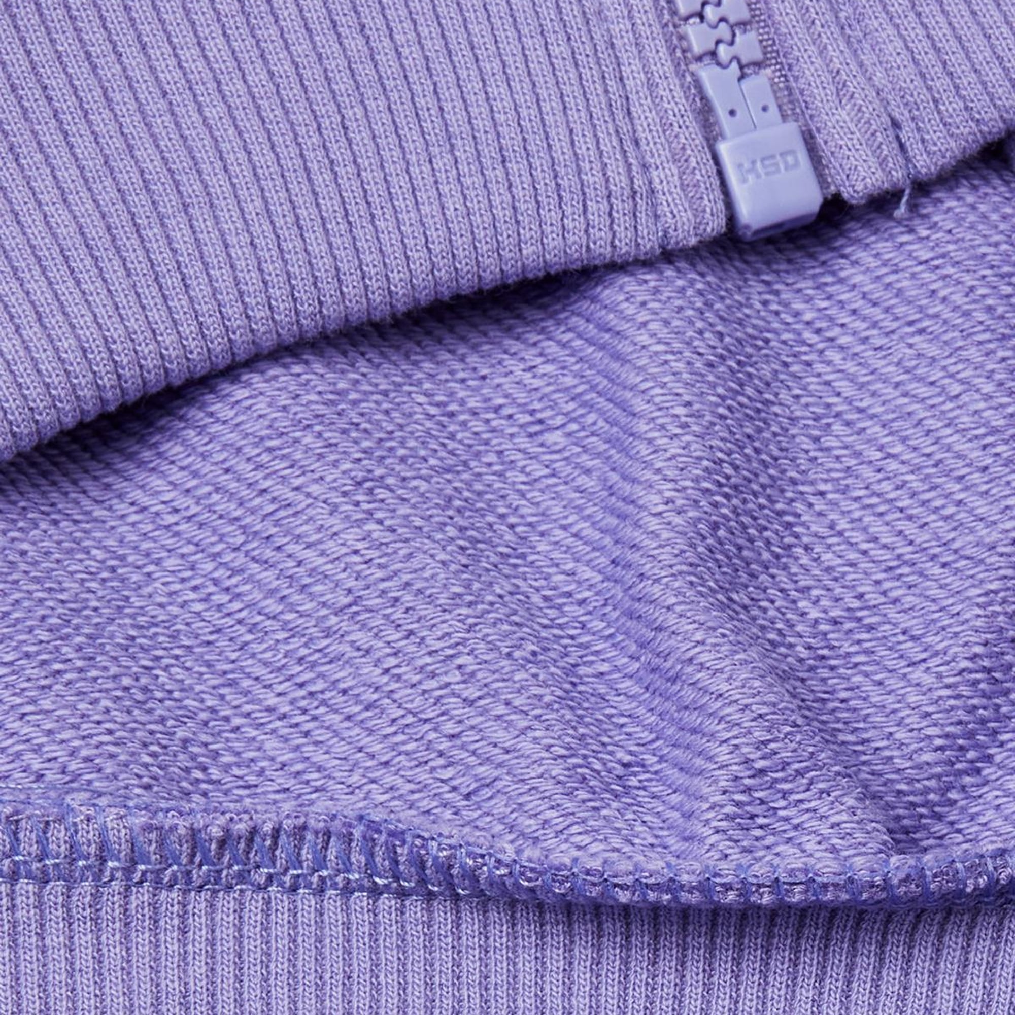 Kız Çocuk Mor Kontrastlı Logo Etiketli Kapüşonlu Fermuarlı Oversize Sweatshirt