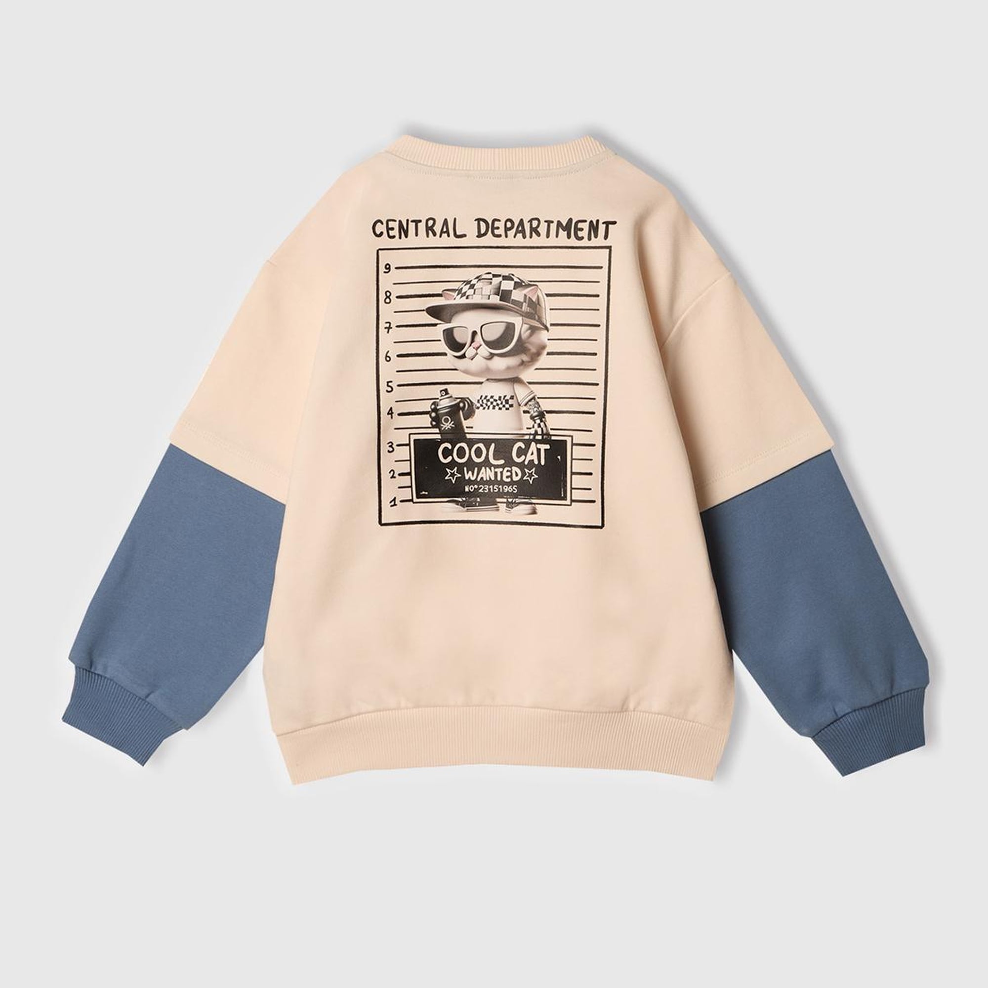 Erkek Çocuk Ekru Grafik Baskılı Çift Kollu Bisiklet Yaka Sweatshirt