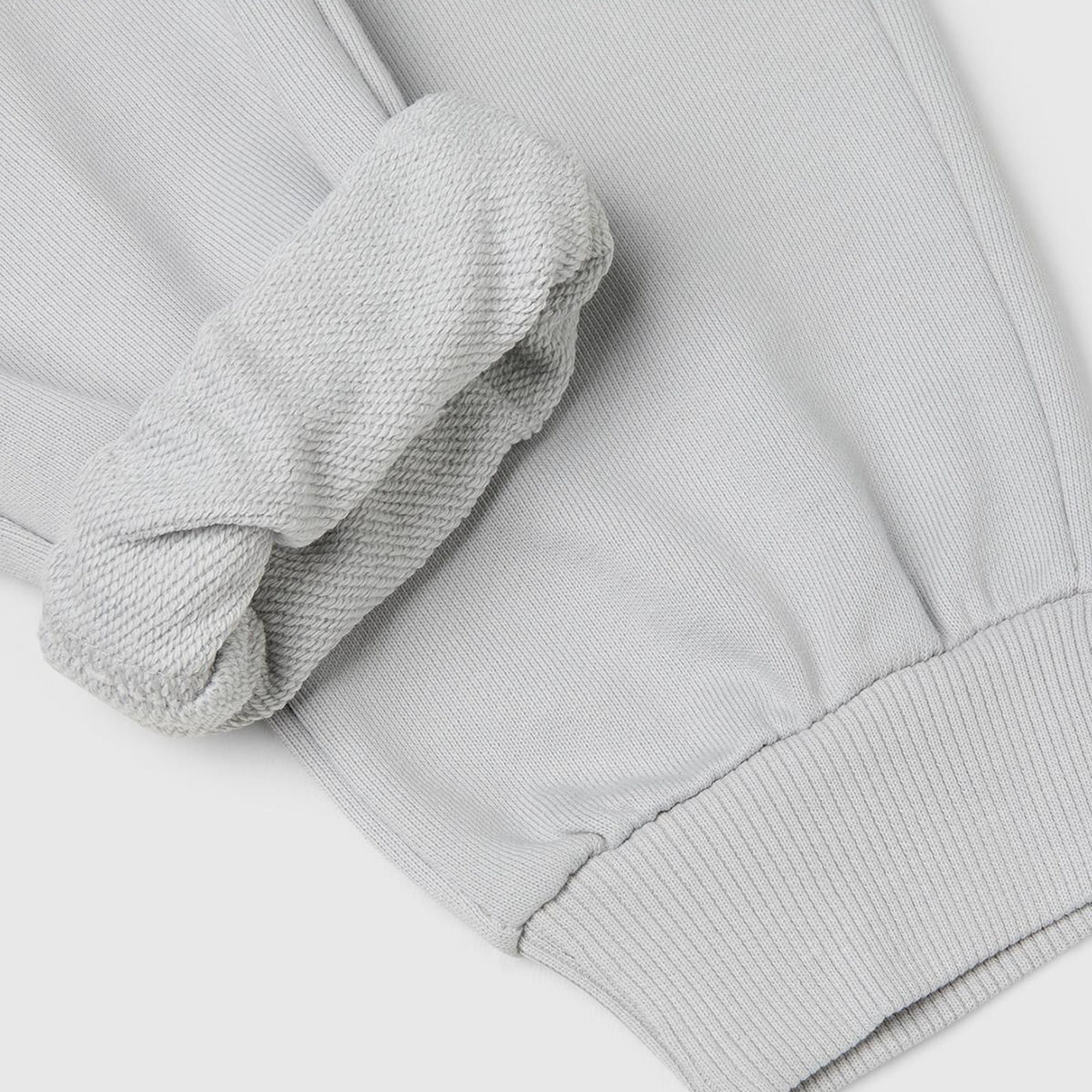 Erkek Çocuk Gri Melanj Beli İpli Fermuar Cepli Paçası Ribanalı Eşofman Altı