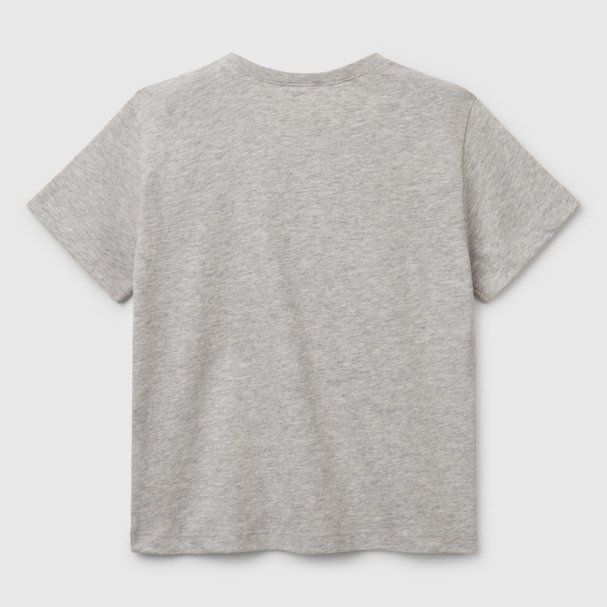 Erkek Çocuk Gri Melanj Benetton Logo Baskılı T-Shirt