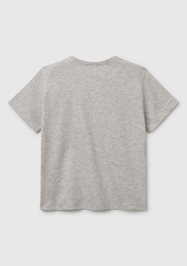  Erkek Çocuk Gri Melanj Benetton Logo Baskılı T-Shirt