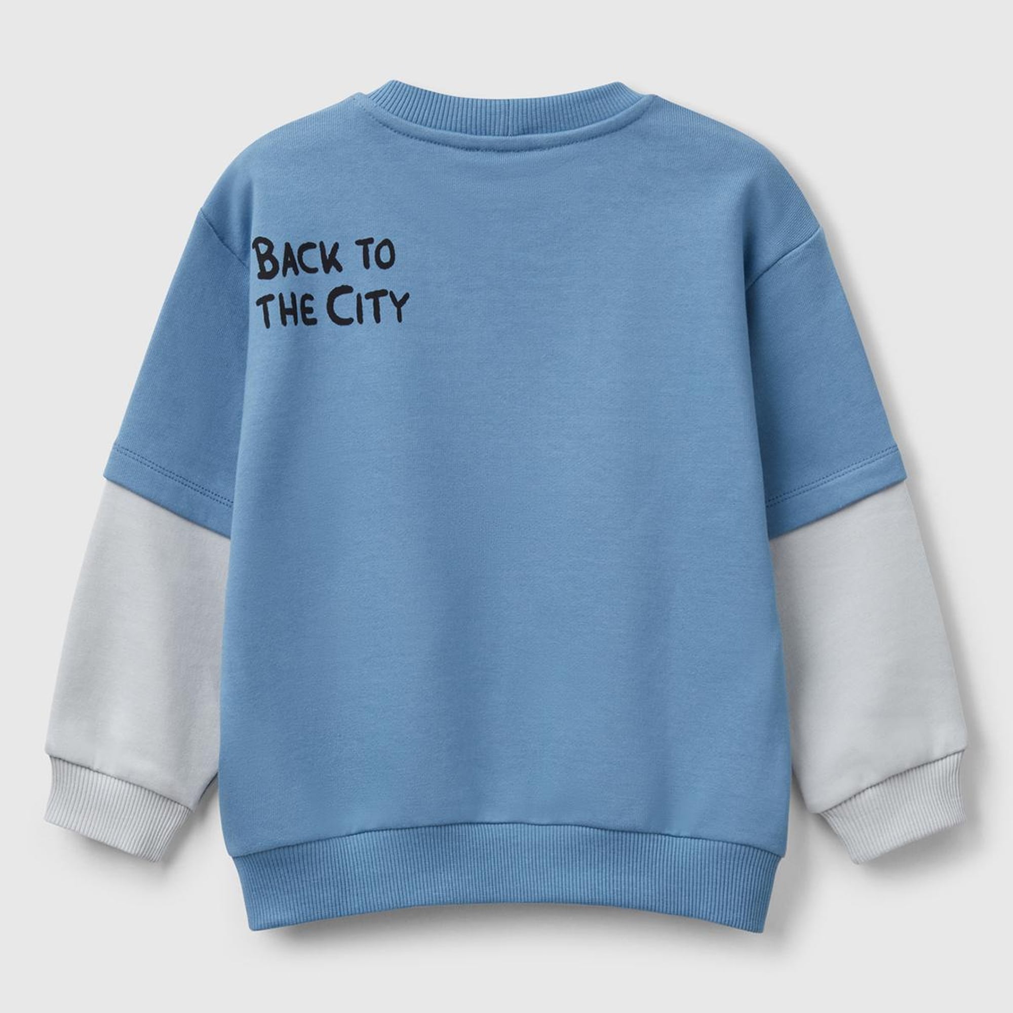 Erkek Çocuk Havacı Mavi Grafik Baskılı Çift Kollu Bisiklet Yaka Sweatshirt