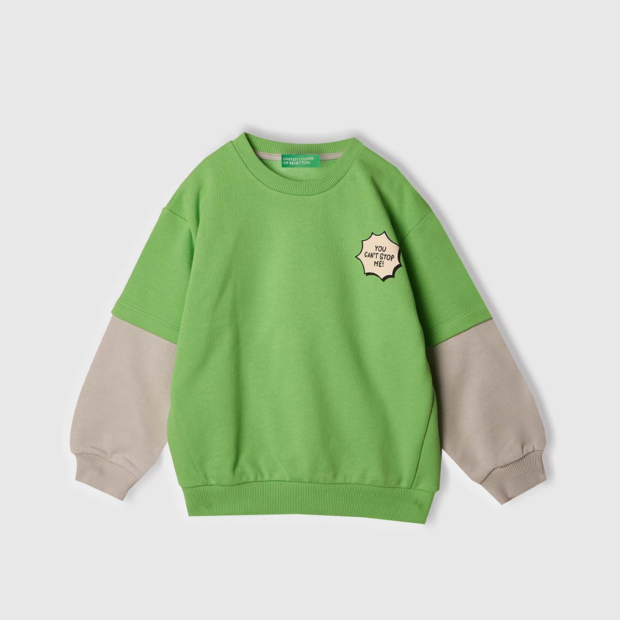 Erkek Çocuk Fıstık Yeşili Grafik Baskılı Çift Kollu Bisiklet Yaka Sweatshirt